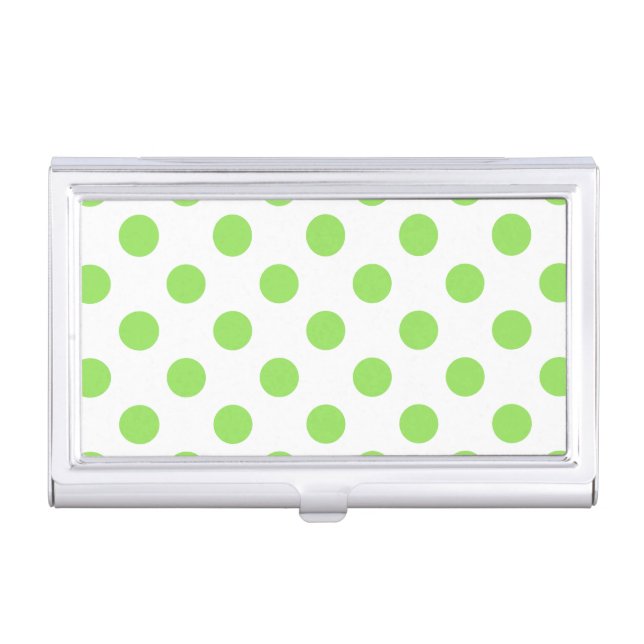 Lime and white polka dots business card case (Front)