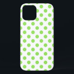 Lime and white polka dots iPhone 12 case<br><div class="desc">Lime and white polka dots</div>