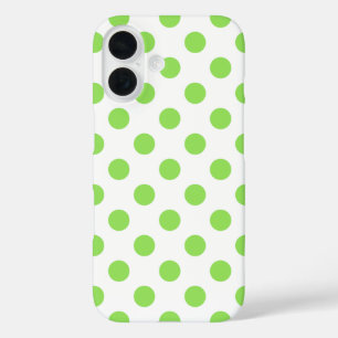 Lime and white polka dots iPhone 16 case