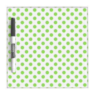 Lime and white polka dots dry erase board