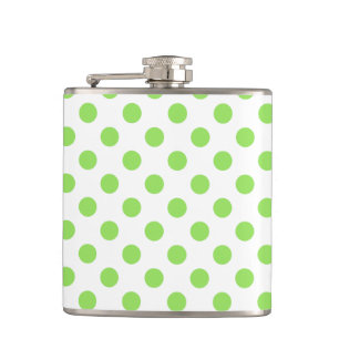 Lime and white polka dots flask