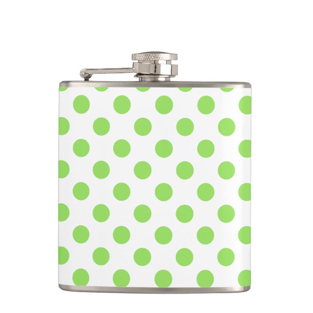 Lime and white polka dots flask (Front)