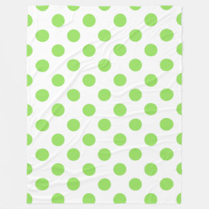 Lime and white polka dots fleece blanket