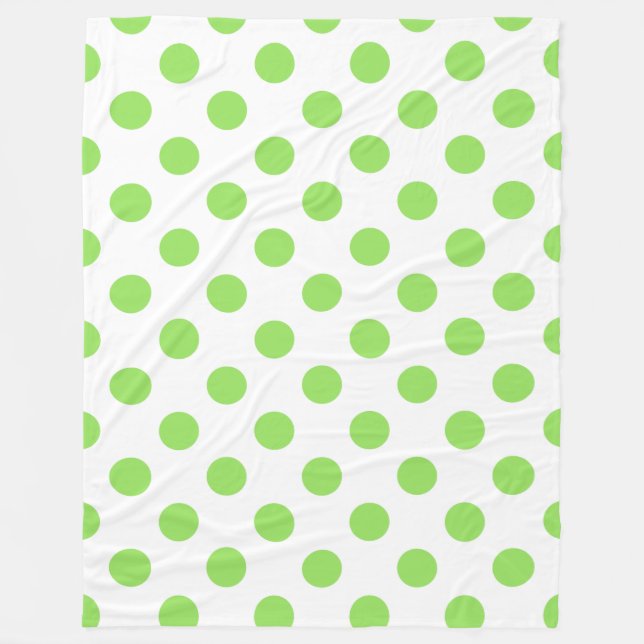 Lime and white polka dots fleece blanket (Front)