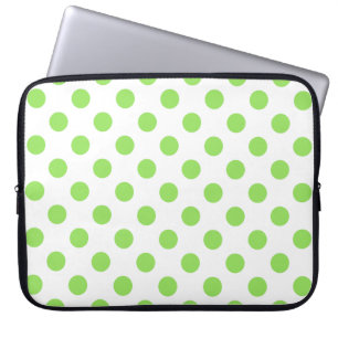 Lime and white polka dots laptop sleeve