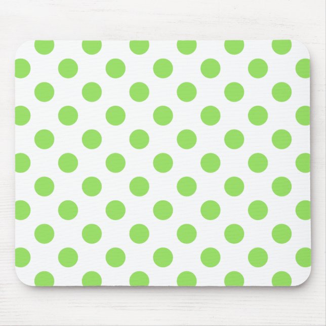 Lime and white polka dots mouse pad (Front)