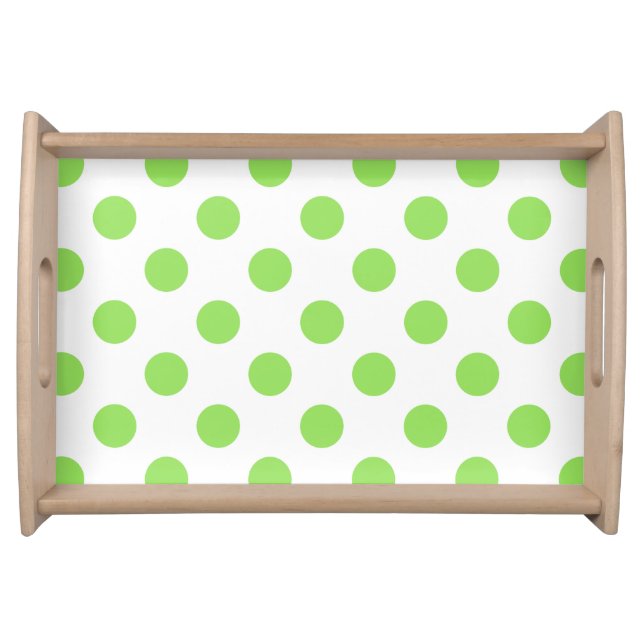 Lime and white polka dots serving tray (Front)