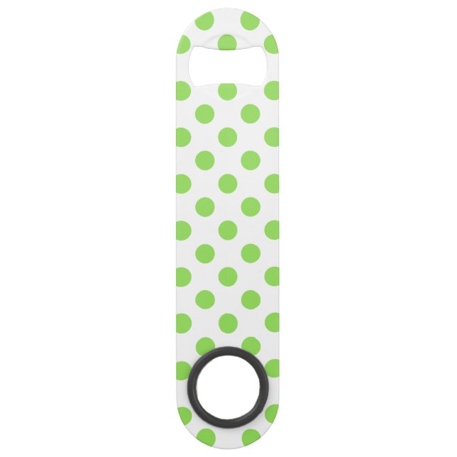 Lime and white polka dots speed bottle opener (Front)