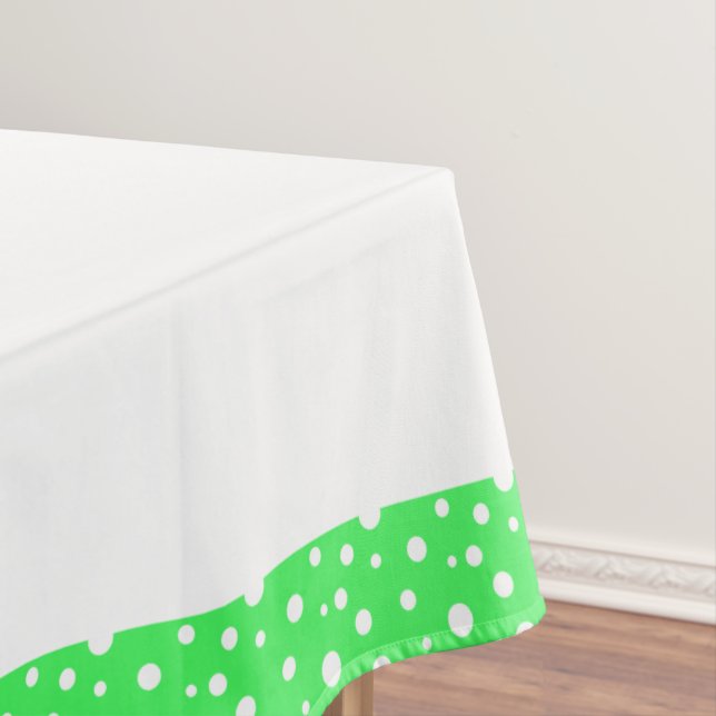 Lime and White Polka Dots Tablecloth (In Situ)
