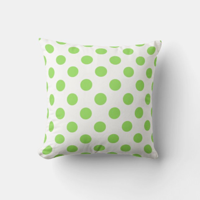 Lime and white polka dots throw pillow (Front)