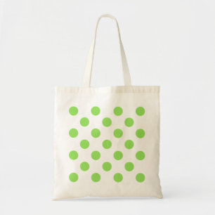 Lime and white polka dots tote bag