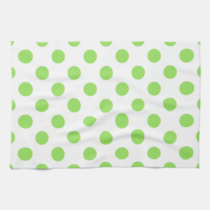 Lime and white polka dots towel