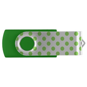 Lime and white polka dots USB flash drive