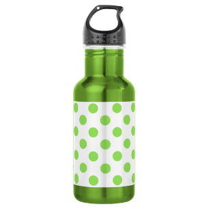 Lime and white polka dots water bottle