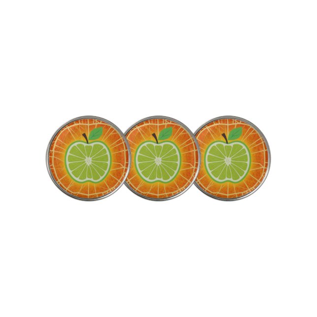 Lime Apple Burst – Abstract Citrus Fusion Golf Bal Golf Ball Marker (3 Up)
