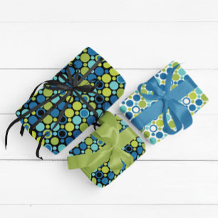 Lime & Aqua Bubble MCM Wrapping Paper Sheets