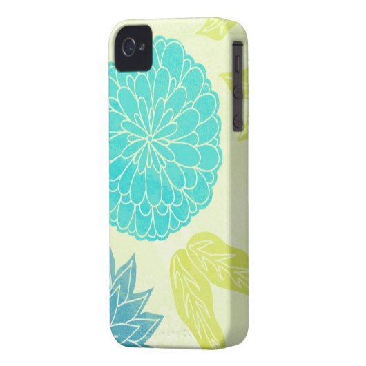 Lime & Aqua Flower Print Case-Mate iPhone Case (Back Left)
