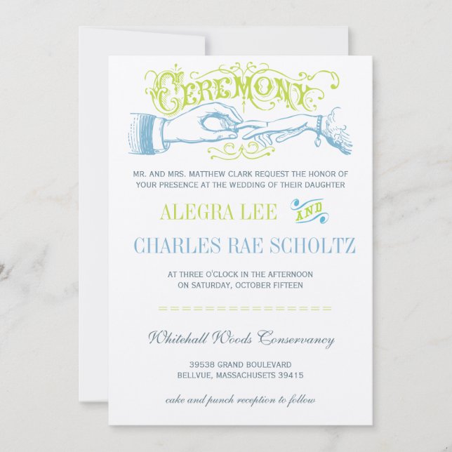 Lime Aqua Modern Vintage Typography Invite (Front)