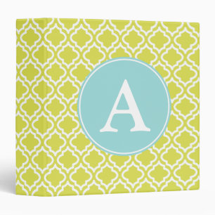 Lime Aqua Monogram Binder