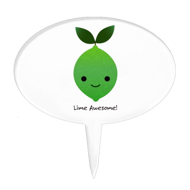 Lime Awesome Kawaii LIme Cake Topper (Front)