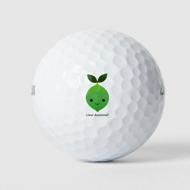 Lime Awesome Kawaii Lime Golf Balls (Front)