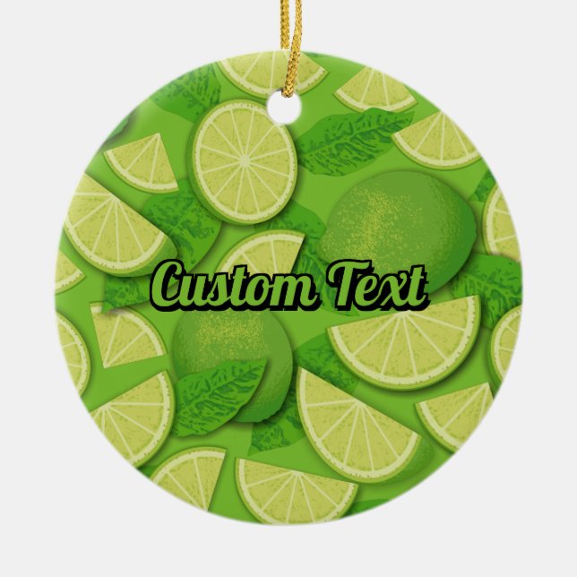 Lime Background Ceramic Ornament (Front)