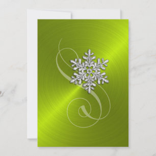 Lime Background Crystal Snowflake Invitation