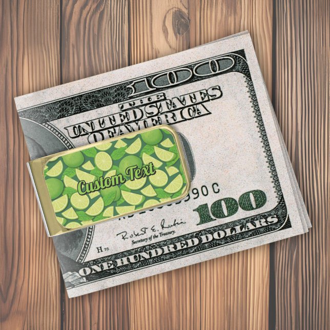 Lime Background Gold Finish Money Clip (Creator Uploaded)