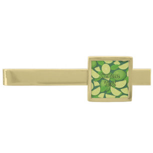Lime Background Gold Finish Tie Bar