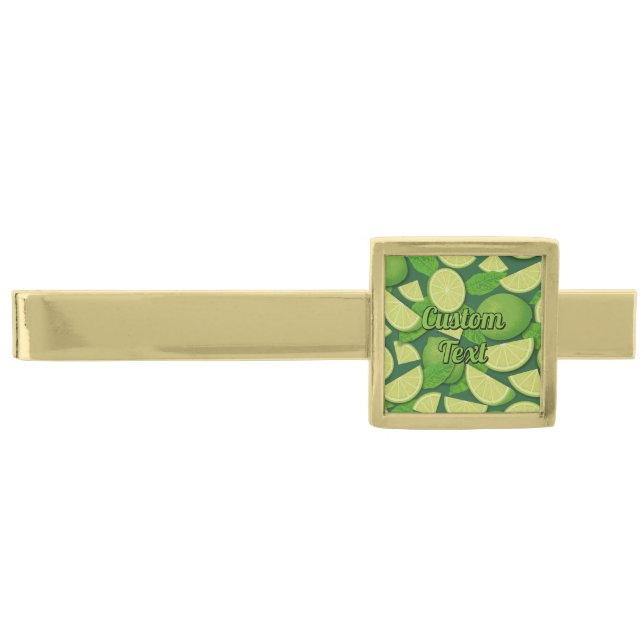Lime Background Gold Finish Tie Bar (Front)