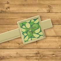 Lime Background Gold Finish Tie Bar