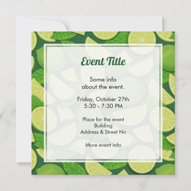 Lime Background Invitation (Back)