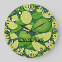 Lime Background Large Clock