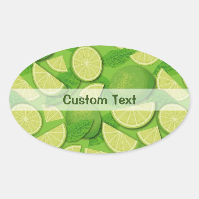 Lime Background Oval Sticker (Front)