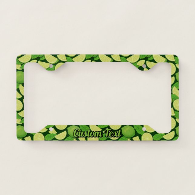 Lime Background Pattern License Plate Frame (Front)