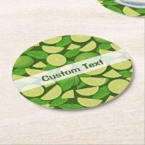 Lime Background Round Paper Coaster