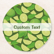 Lime Background Round Paper Coaster