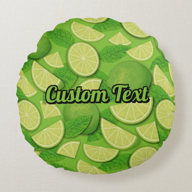 Lime Background Round Pillow (Front)