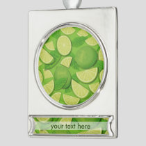 Lime Background Silver Plated Banner Ornament