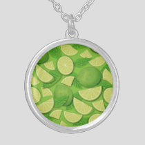 Lime Background Silver Plated Necklace