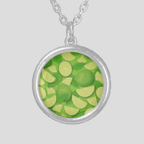 Lime Background Silver Plated Necklace