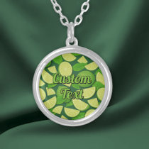Lime Background Silver Plated Necklace