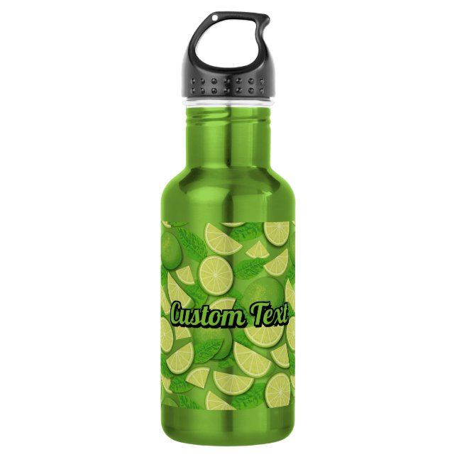 Lime Background Stainless Steel Water Bottle (Front)