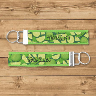 Lime Background Wrist Keychain
