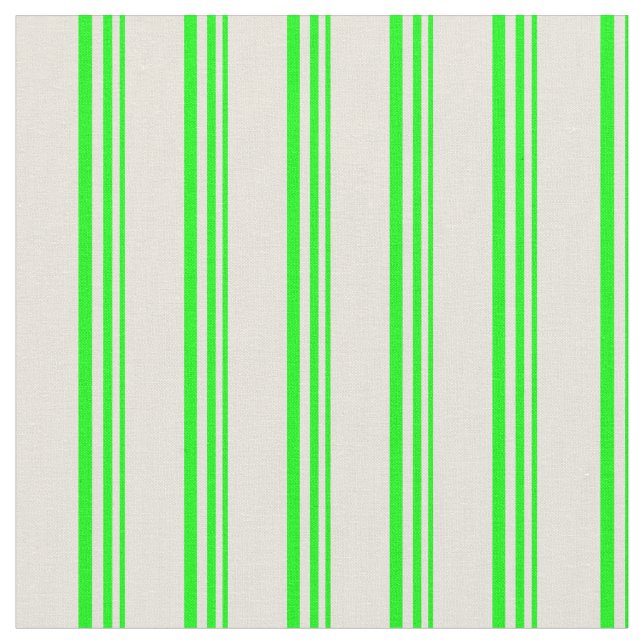 Lime & Beige Colored Lines/Stripes Pattern Fabric (Close Up)
