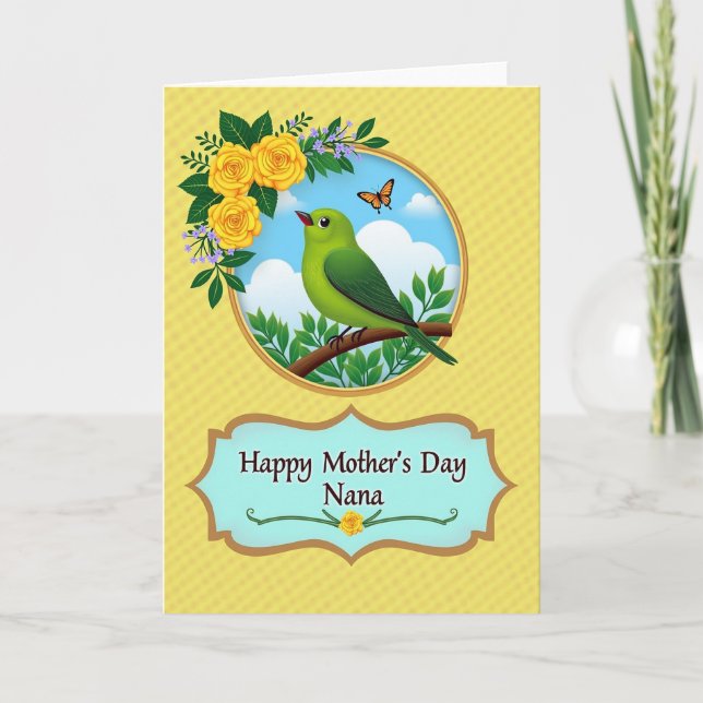 Lime Bird Mothers Day Art Card (Front)