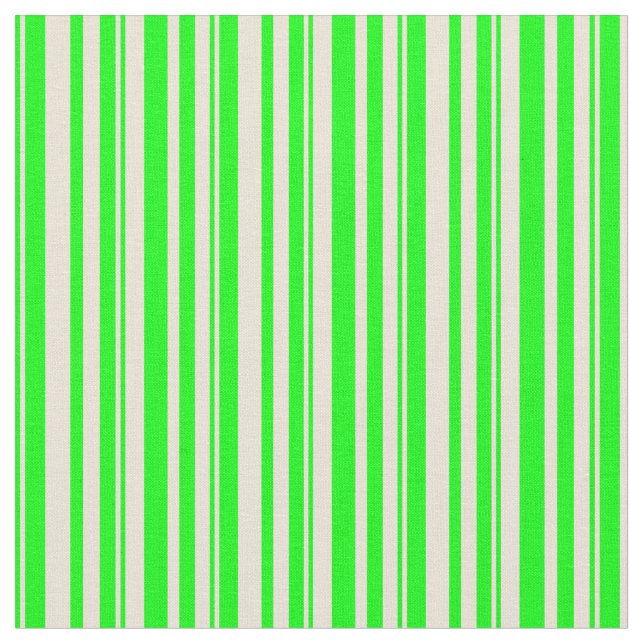 Lime & Bisque Colored Lines Fabric (Close Up)
