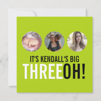 Lime black 30th THREEOH! photo birthday Invitation