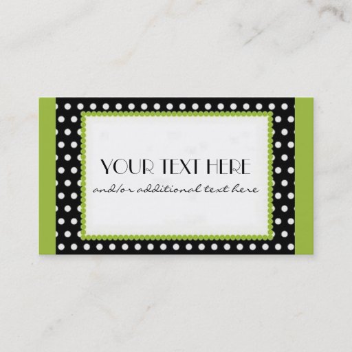 Customizable Lime, Black and White Business Cards