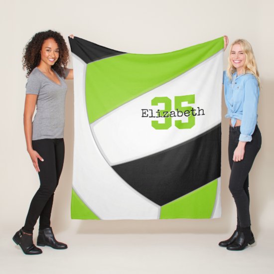 lime black and white girly volleyball personalized fleece blanket